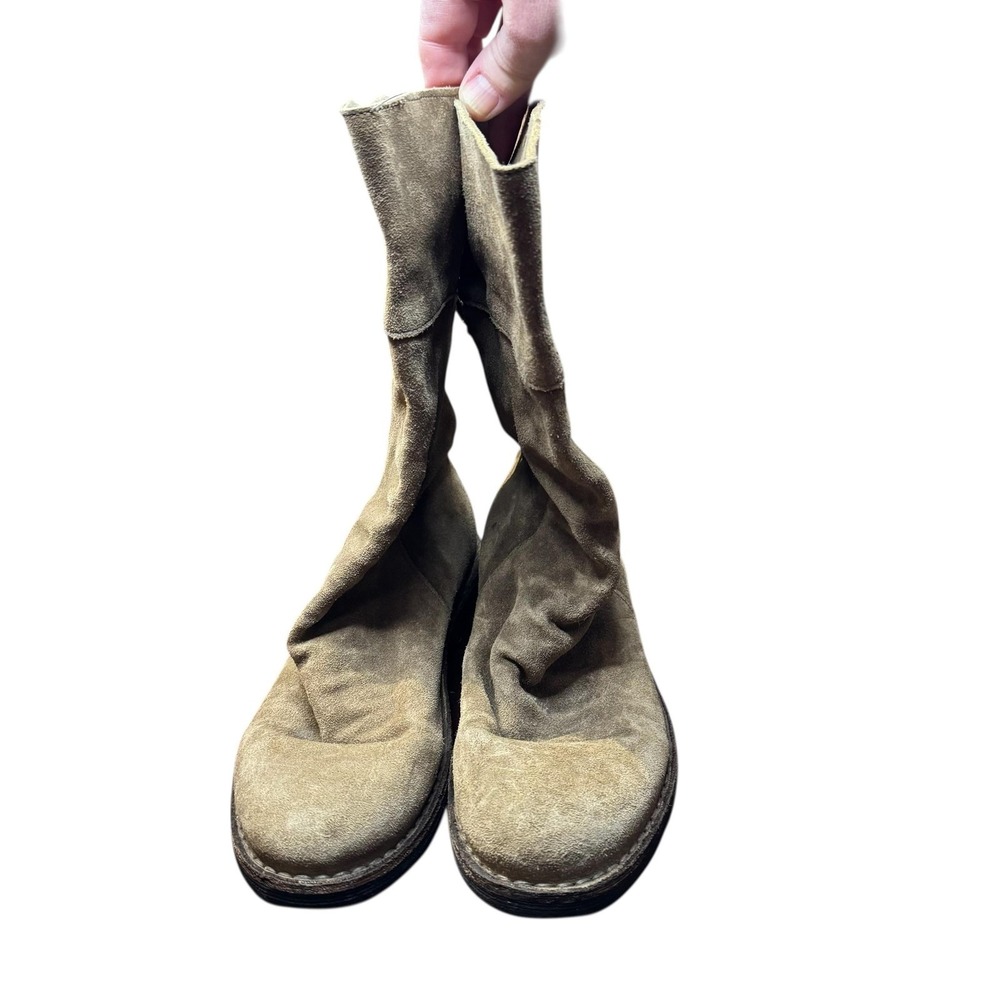 Fiorentini + Baker‎ Boots Womens 5 Beige Suede Mid Calf Riding Zip Slouch Italy